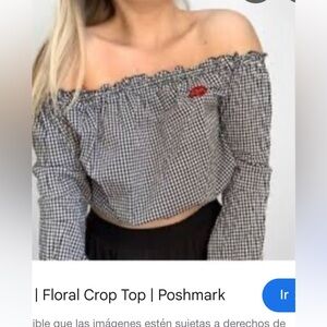 Black and White Gingham Off-Shoulder Top